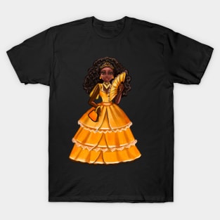 Queen Black Gold  beautiful black woman art Melanin dark brown skin T-Shirt